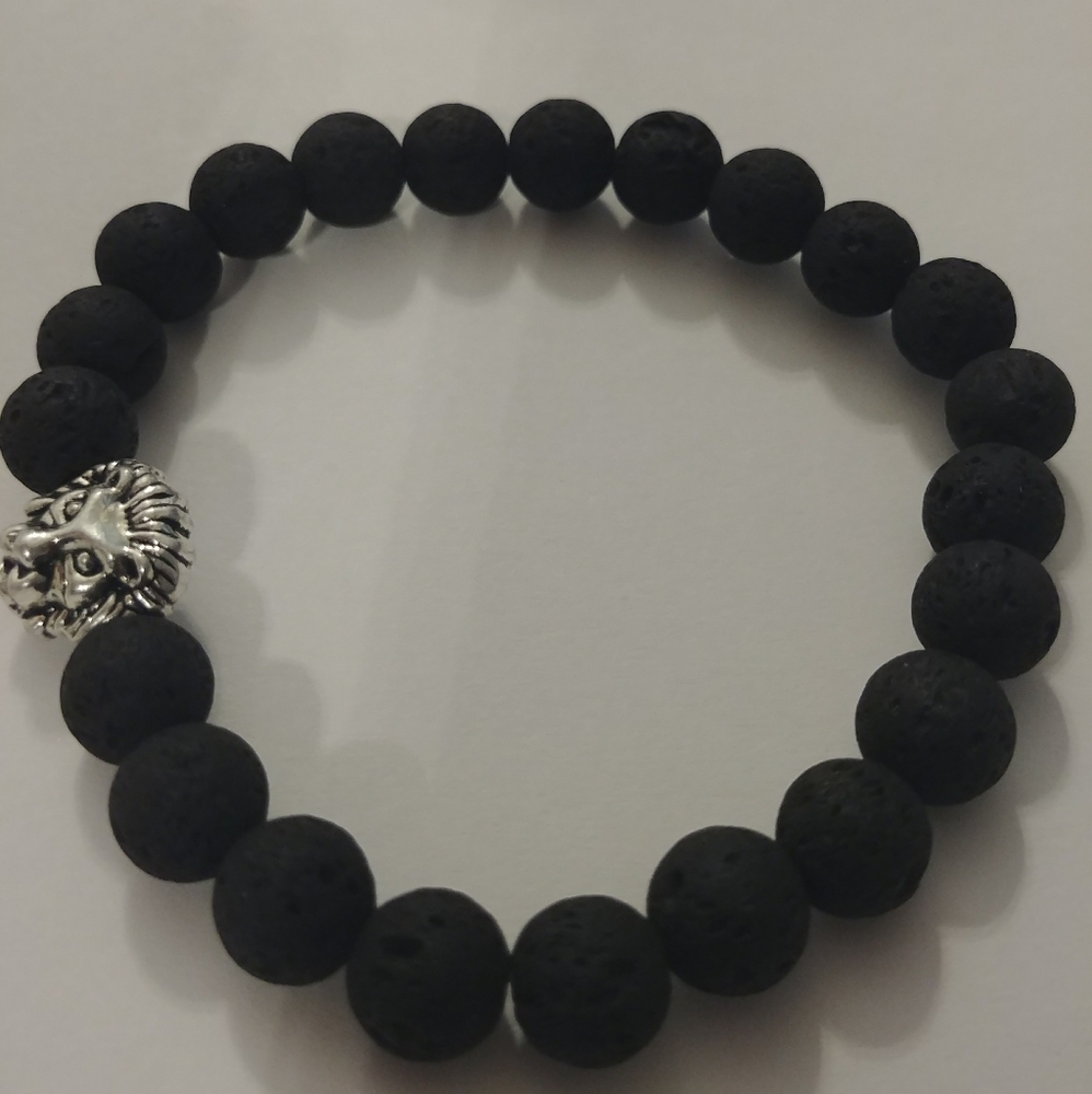 Lava Stone Bead Stretch Bracelet - Picture 4 of 7